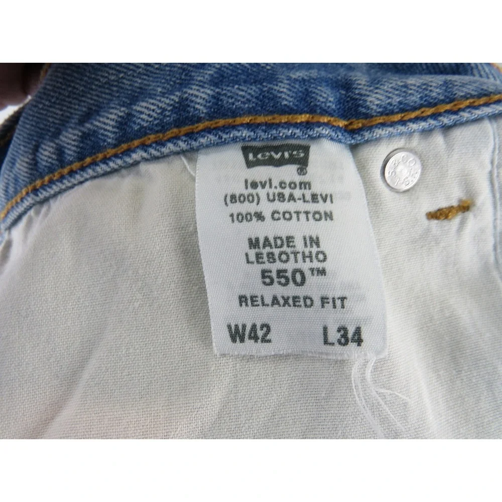 Levi's 550 Relaxed Fit Jeans Mens‎ W42 L34 Blue Denim Straight Leg Casual